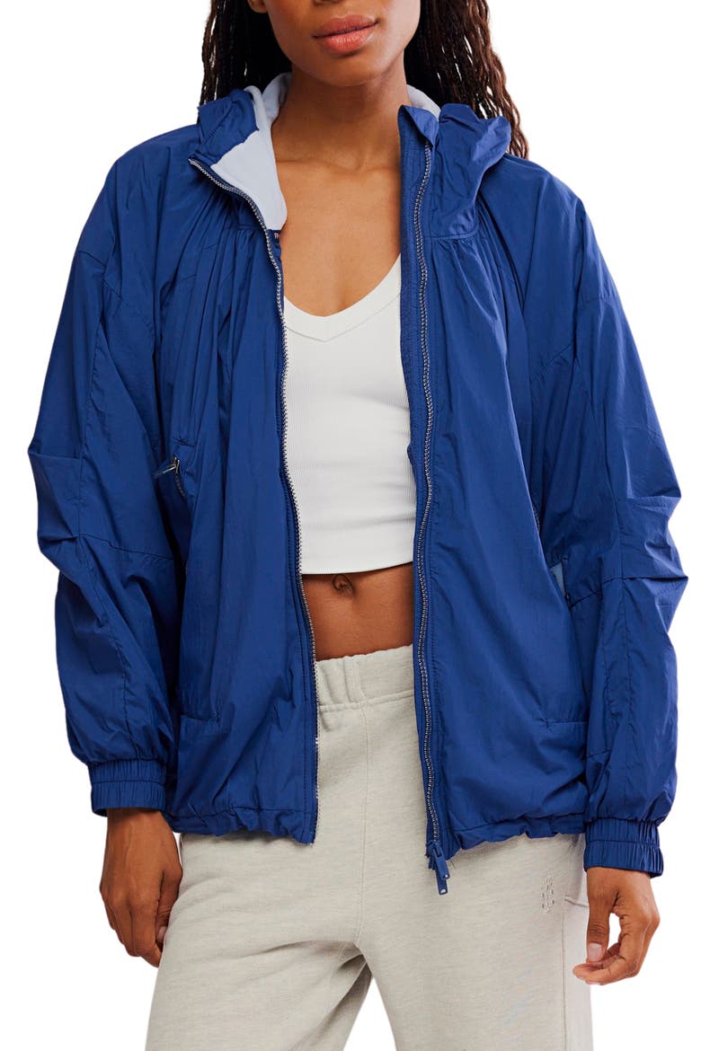 Explore More Nylon Hooded Jacket, Alternate, color, BLUE/ NAVY