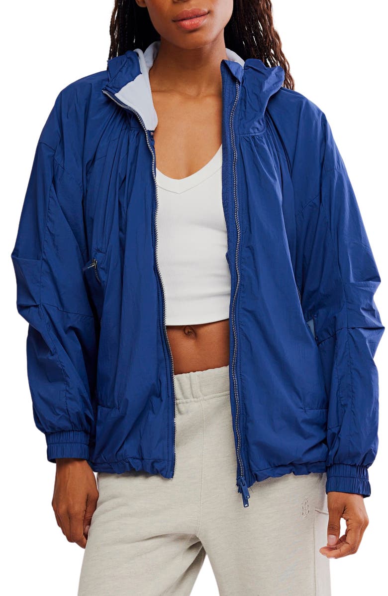 Free People Explore More Nylon Hooded Jacket, Alternate, color, Blue/ Navy