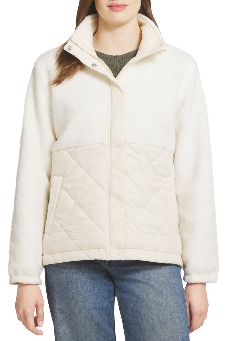 Mixed Media Fleece Jacket, Main, color, CREAM