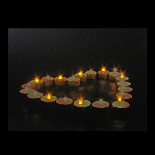 Northlight Led Lighted Flickering Heart-shaped Candles Canvas Wall Art 15.75" In Black