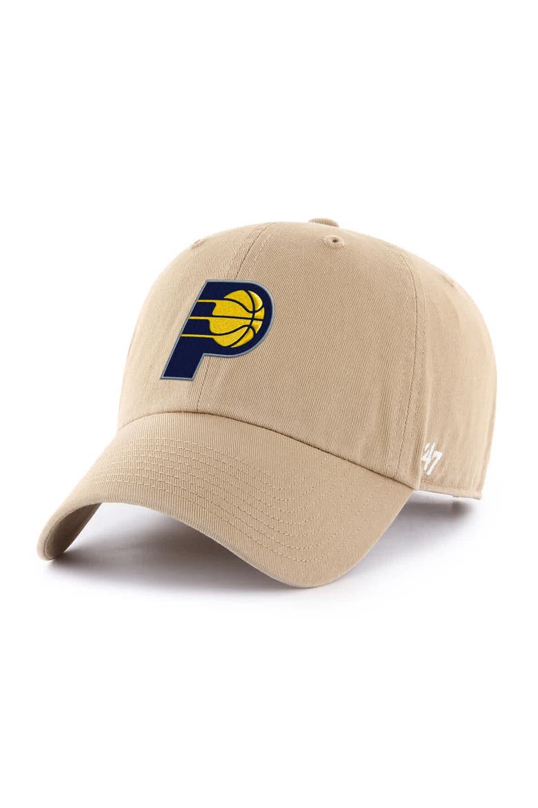 Men's '47 Khaki Indiana Pacers Primary Logo Clean Up Adjustable Hat, Main, color, Khaki