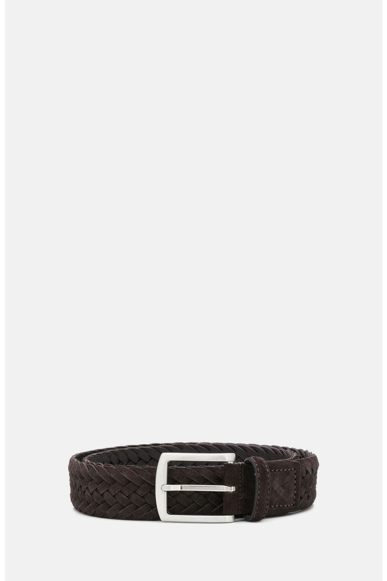 Braided Belts, Main, color, Brown suede