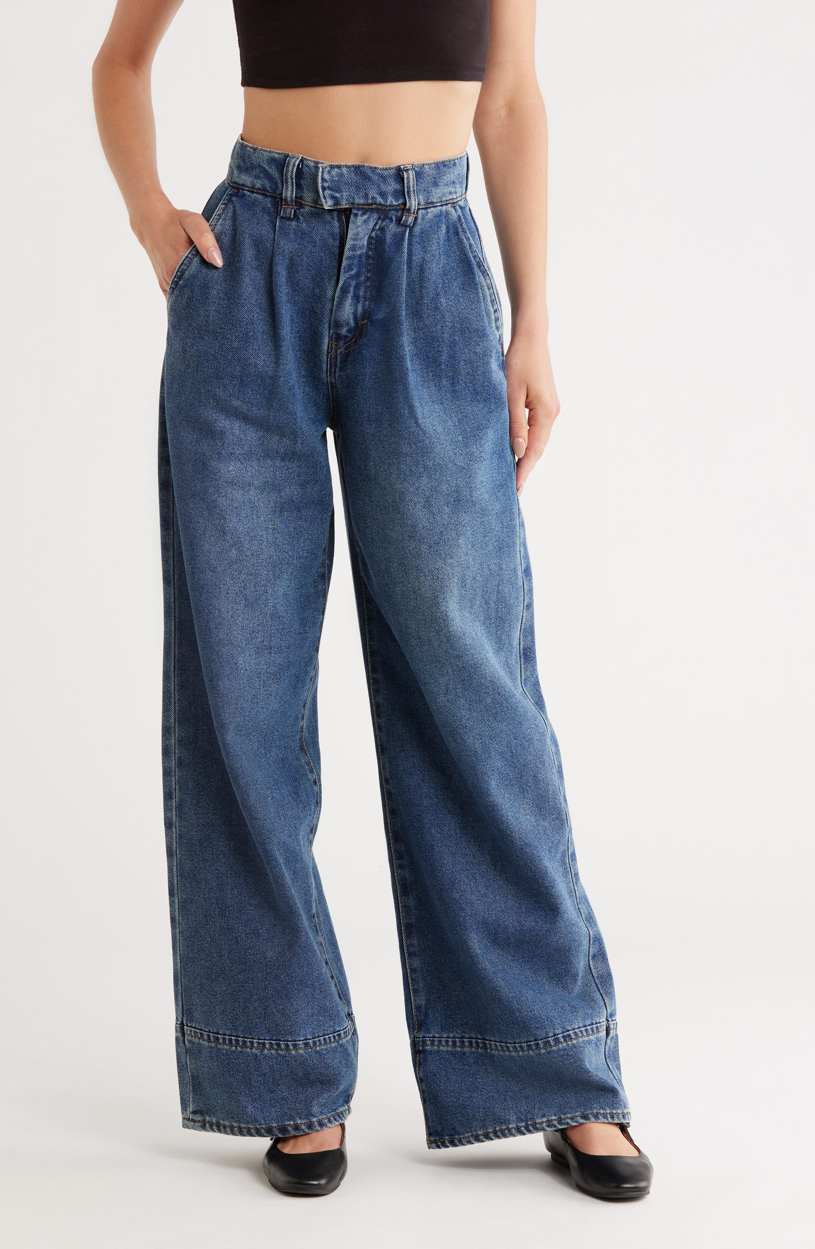 Habitual Pleated High Waist Super Wide Leg Jeans