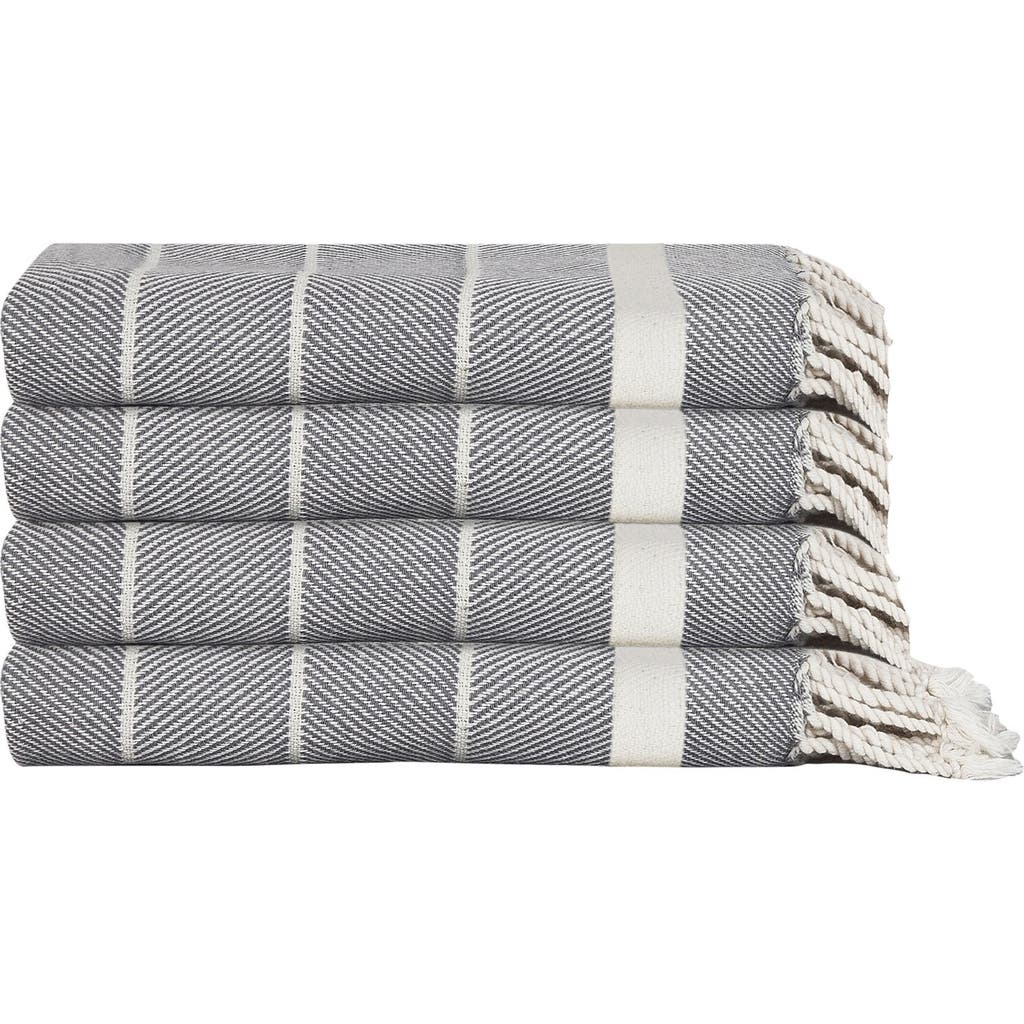 Olive And Linen Olive & Linen Lena Turkish Hand / Kitchen Towel Bundle In Gray