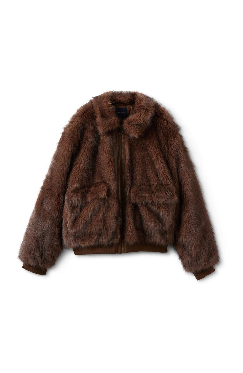 Cotton On Men's Faux Fur Bomber Jacket, Main, color, Brown