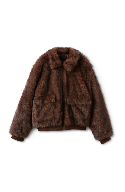 Men's Faux Fur Bomber Jacket