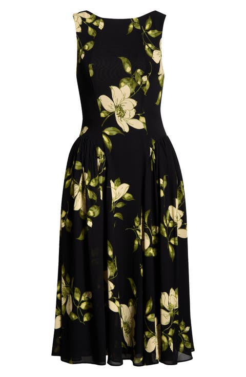 Anelis Floral Drop Waist Midi Dress