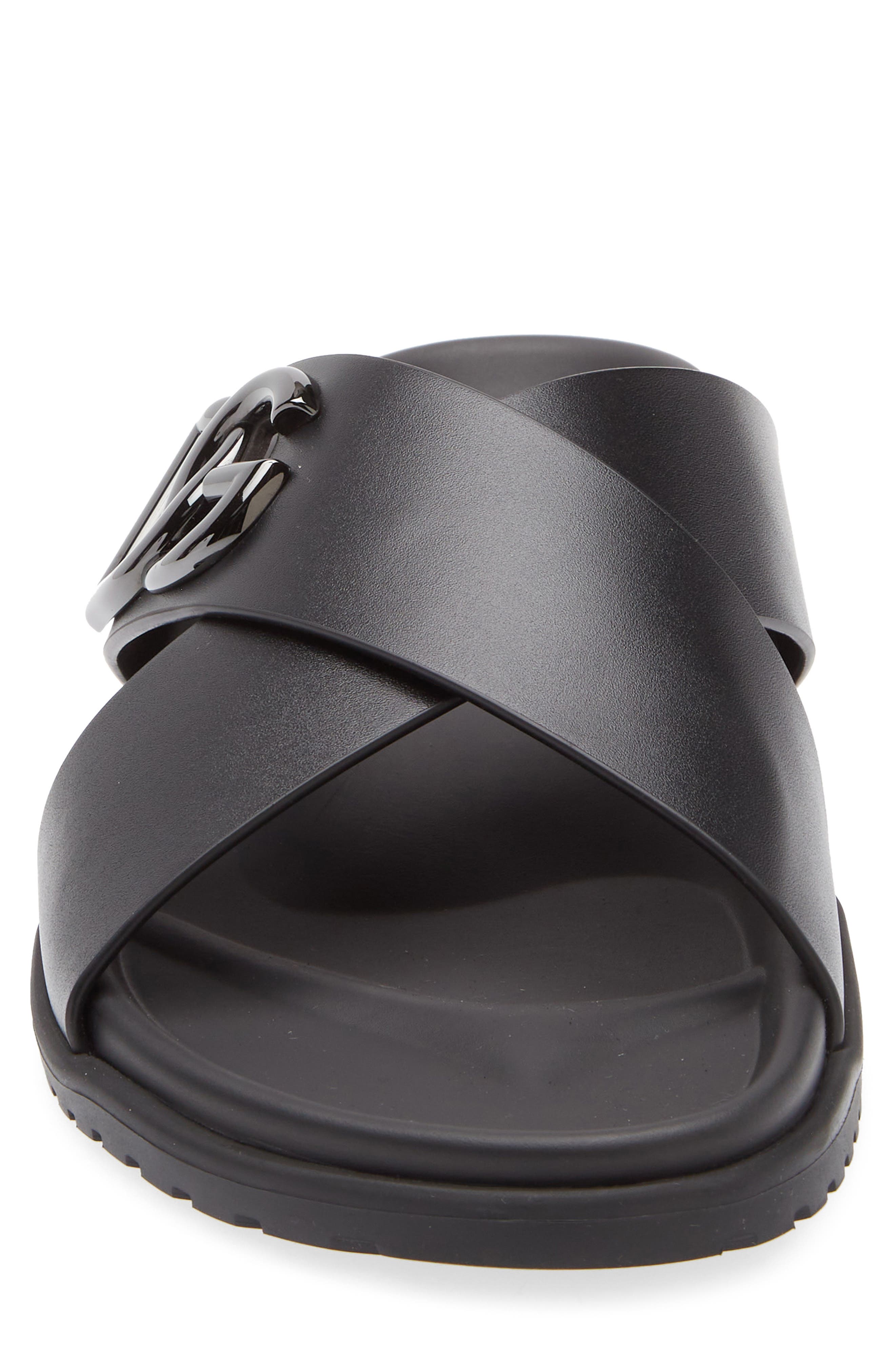 Dolce&Gabbana Logo Slide Sandal, Alternate, color, 80999 Nero