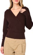 GIBSONLOOK Surplice V-Neck Cotton Blend Pointelle Sweater