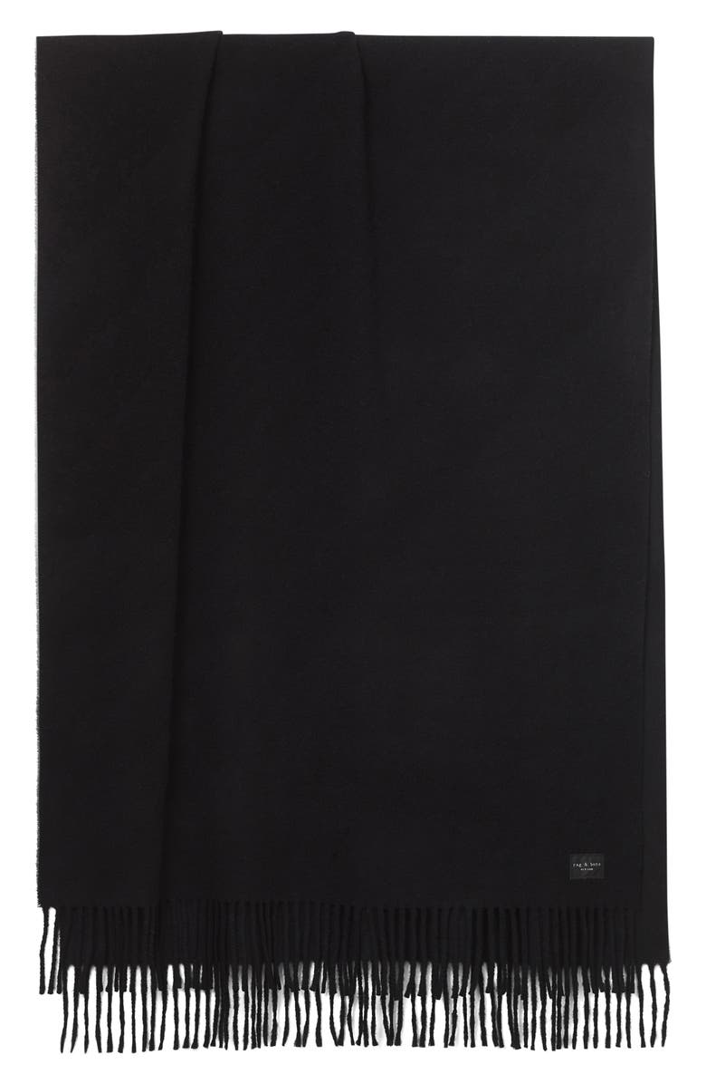 rag & bone Addison Recycled Wool Scarf, Main, color, Blk