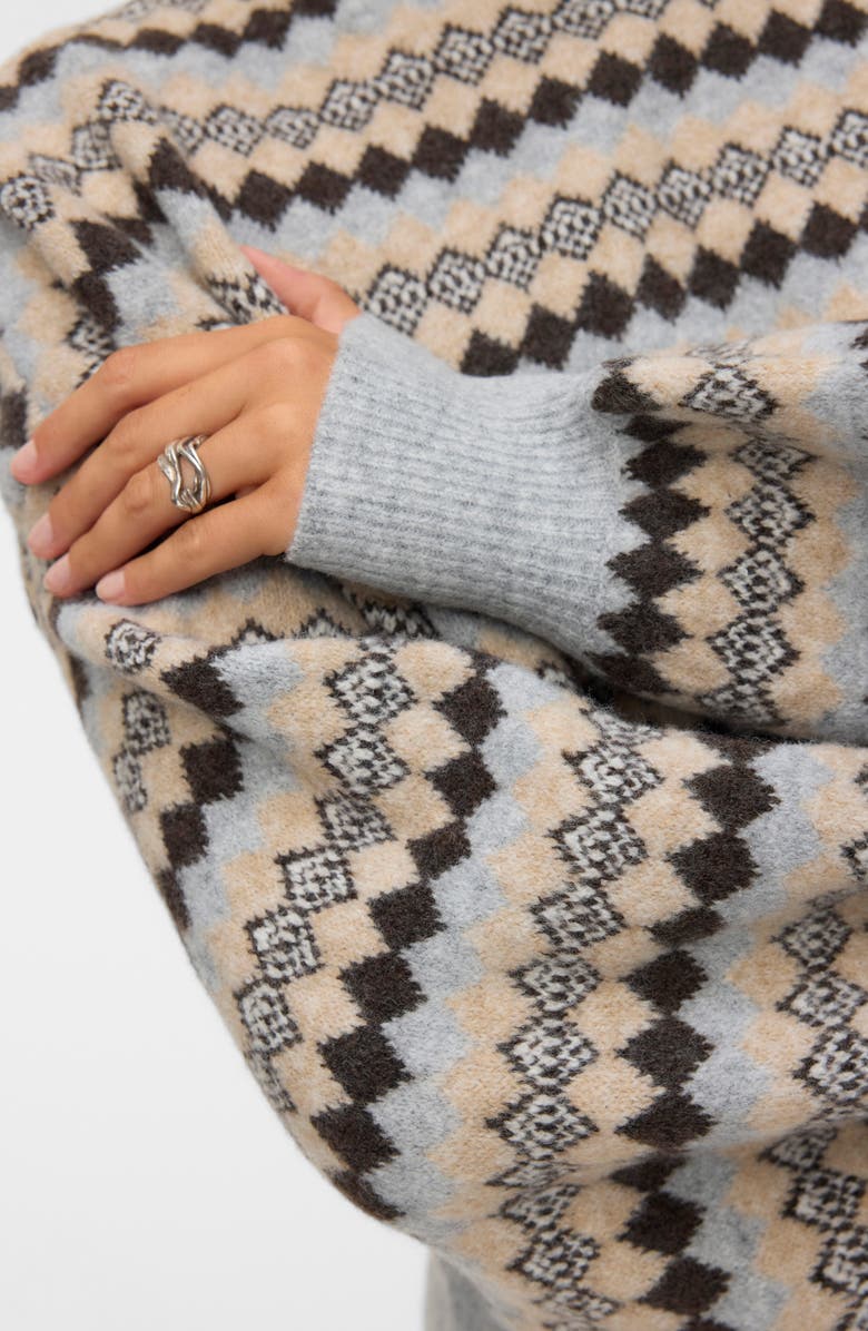 VERO MODA Gaiva Mixed Print Turtleneck Sweater, Alternate, color, Light Grey Melange