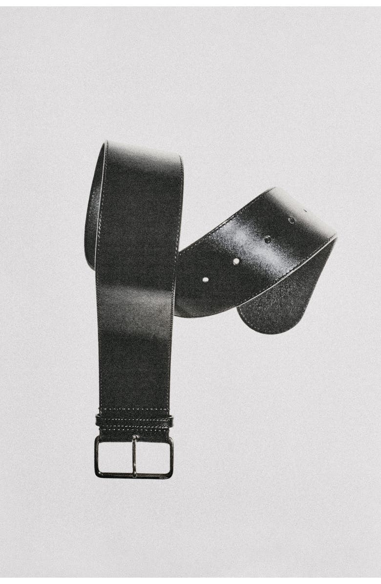 COS Wide Leather Belt, Alternate, color, Black