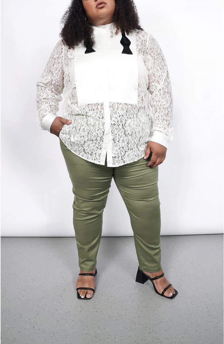 WILDFANG The Empower Lace Long Sleeve Tuxedo Button Up, Alternate, color, 