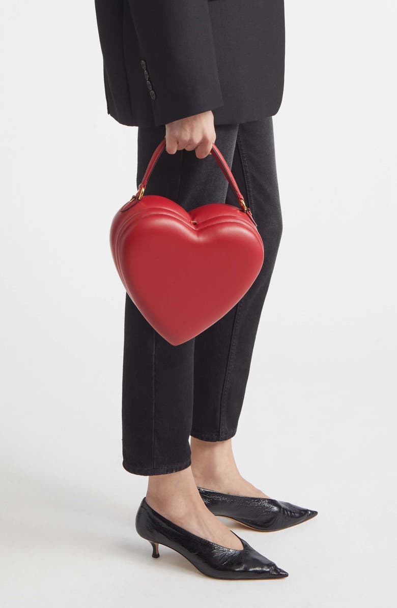 Moschino Love Me Logo Strap Leather Crossbody Bag, Alternate, color, Red 500 Oa0