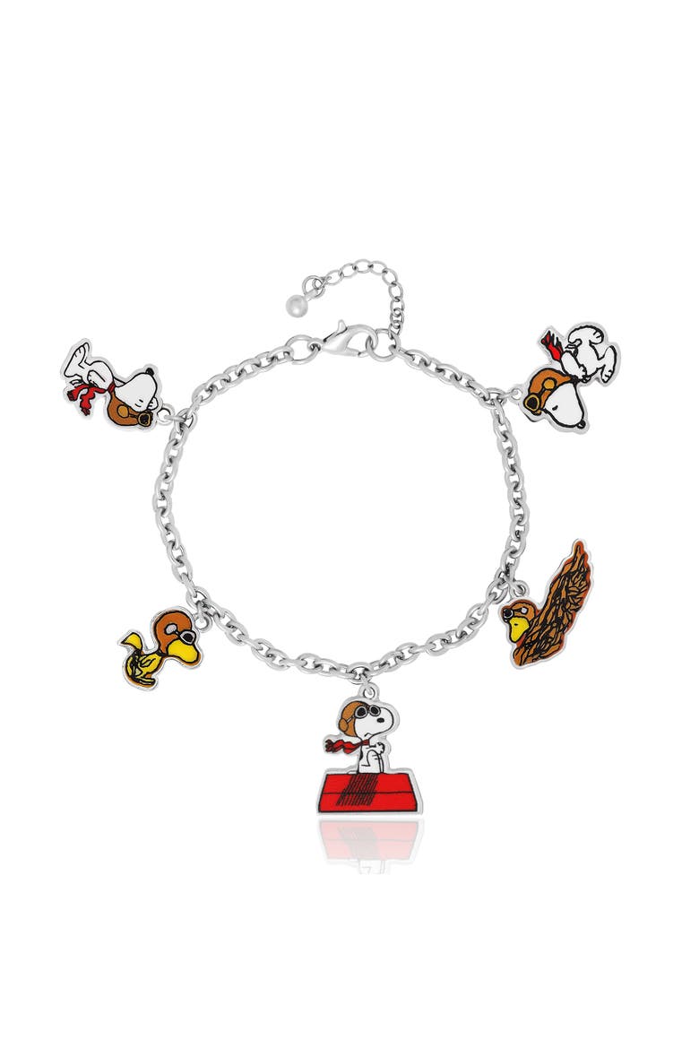 Snoopy & Friends Silver-Tone Charm Bracelet, Main, color, Silver