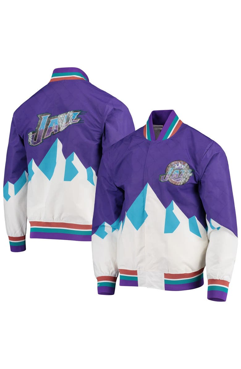 Mitchell & Ness Men's Utah Jazz Purple Mitchell & Ness Hardwood Classics 75th Anniversary Authentic Warmup Full-Snap Jacket, Alternate, color, 