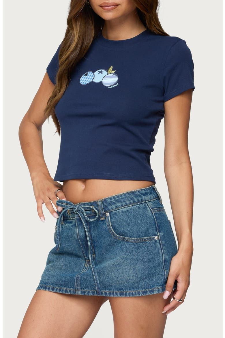 Blueberry Patch Embroidered Graphic Baby Tee, Alternate, color, NAVY