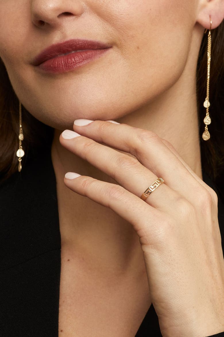 14K Yellow Gold Greek Key Band Ring, Alternate, color, Yellow Gold