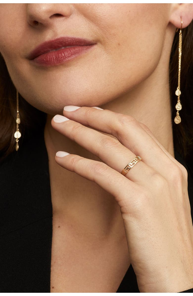 Oradina 14K Yellow Gold Greek Key Band Ring, Alternate, color, Yellow Gold