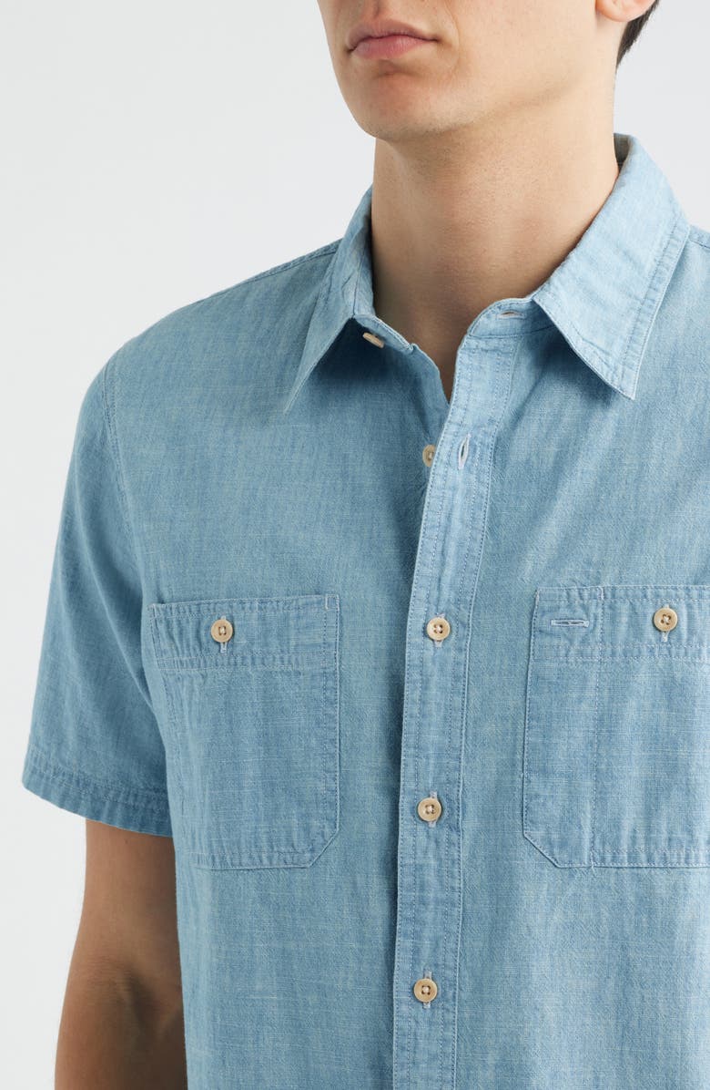 AG Mason Short Sleeve Cotton Chambray Button-Up Work Shirt, Alternate, color, Desert Breeze