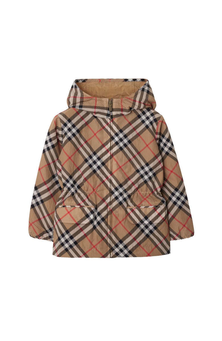 Burberry Check Nylon Jacket, Main, color, Sand