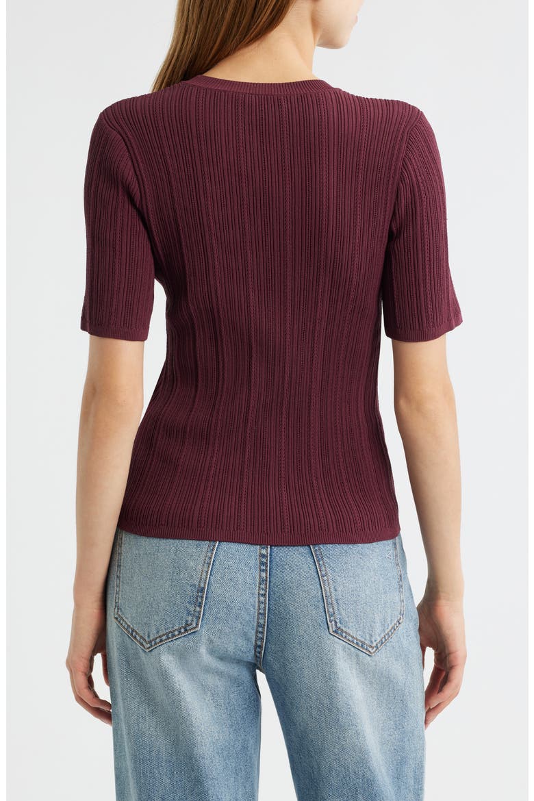 Camryn Short Sleeve Rib Sweater, Alternate, color, PLUM