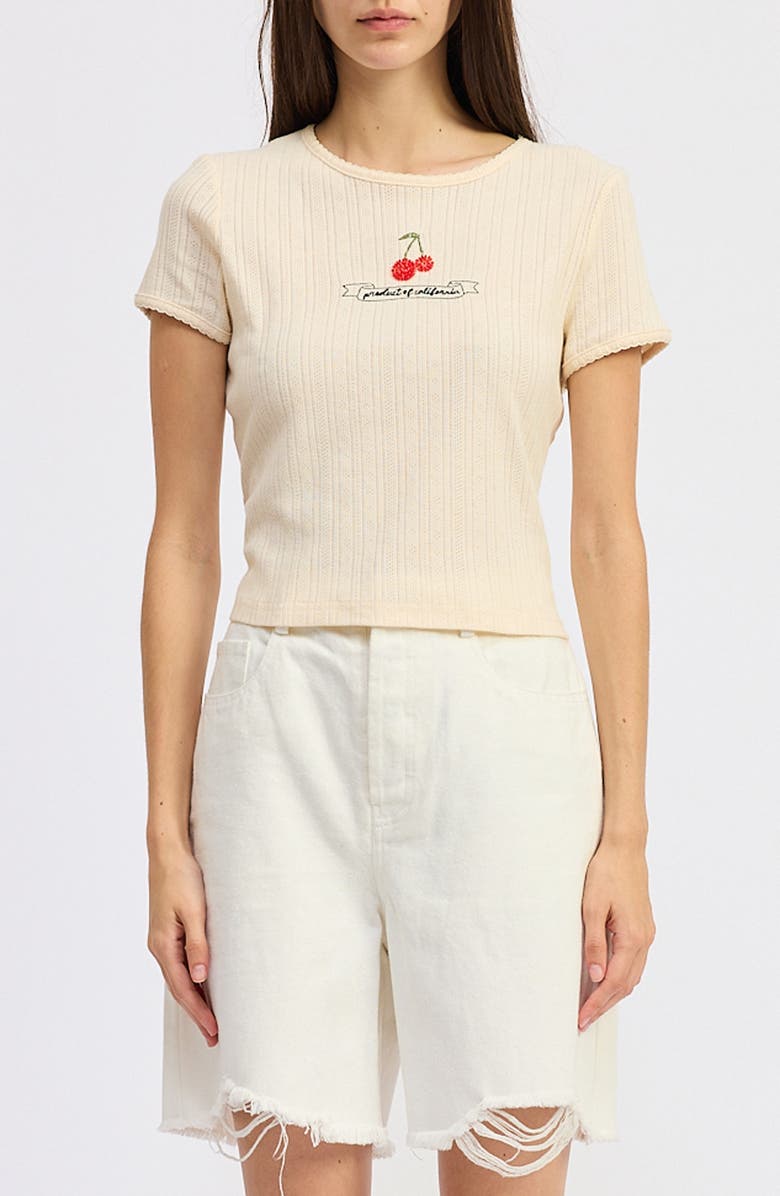 JACQUIE THE LABEL Cerise Pointelle Top, Main, color, Yellow Red