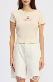 JACQUIE THE LABEL Cerise Pointelle Top