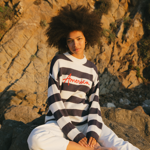 Ellsworth + Ivey Sadie Crewneck Sweater In Multi