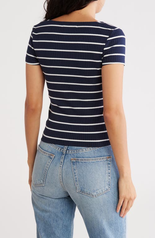 Madden Girl V-neck Front Keyhole Top In Blue