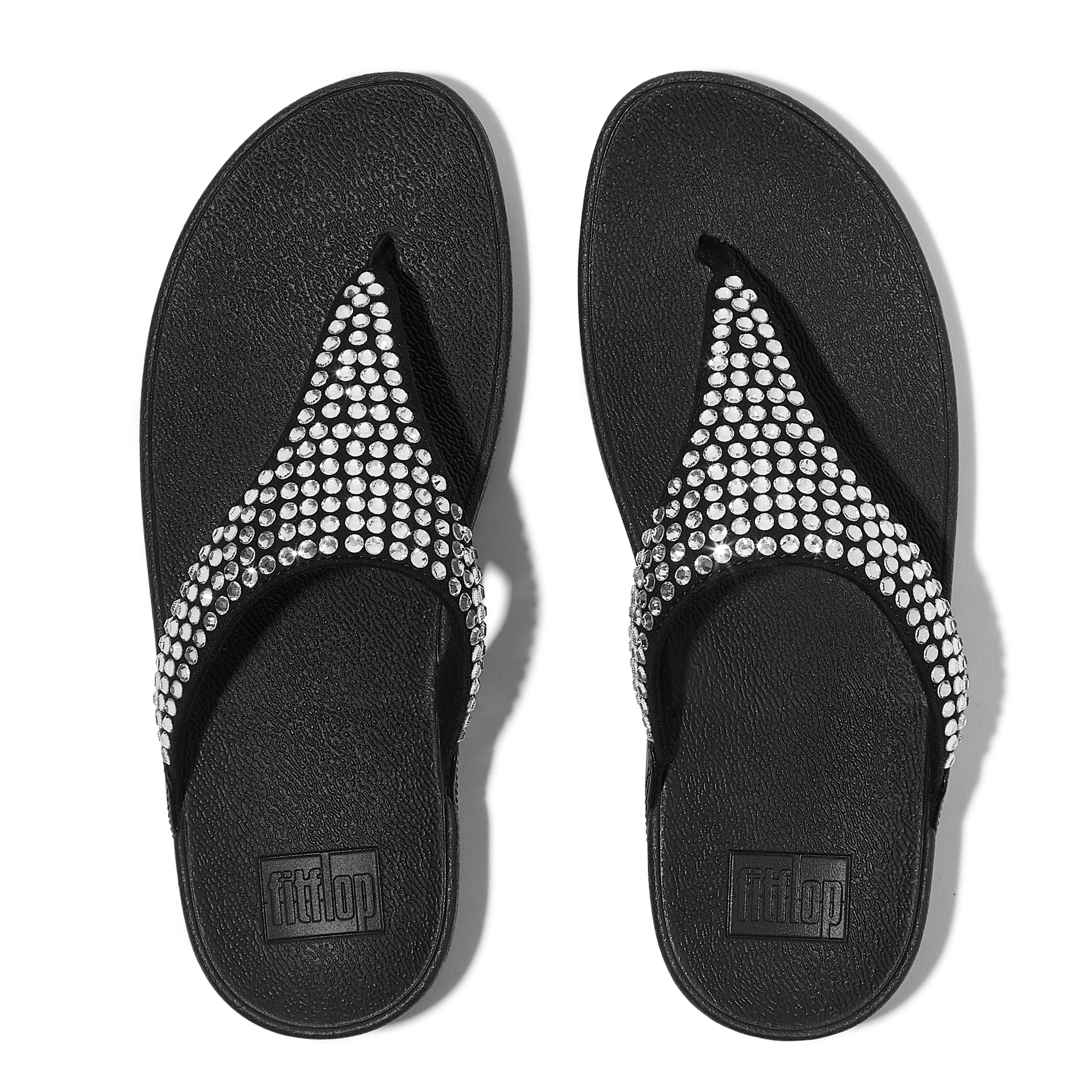 FitFlop Lulu Maxi-crystal toe-post sandals, Alternate, color, Black