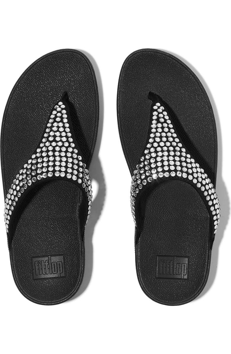 FitFlop Lulu Maxi-crystal toe-post sandals, Alternate, color, Black