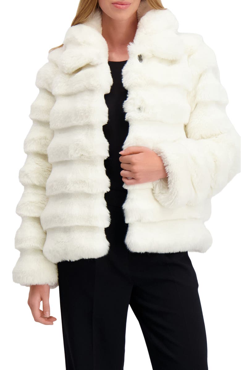 Lyla Grant Fur-Free Horizontal Chinchilla (Faux Fur) Jacket, Alternate, color, White Chinch