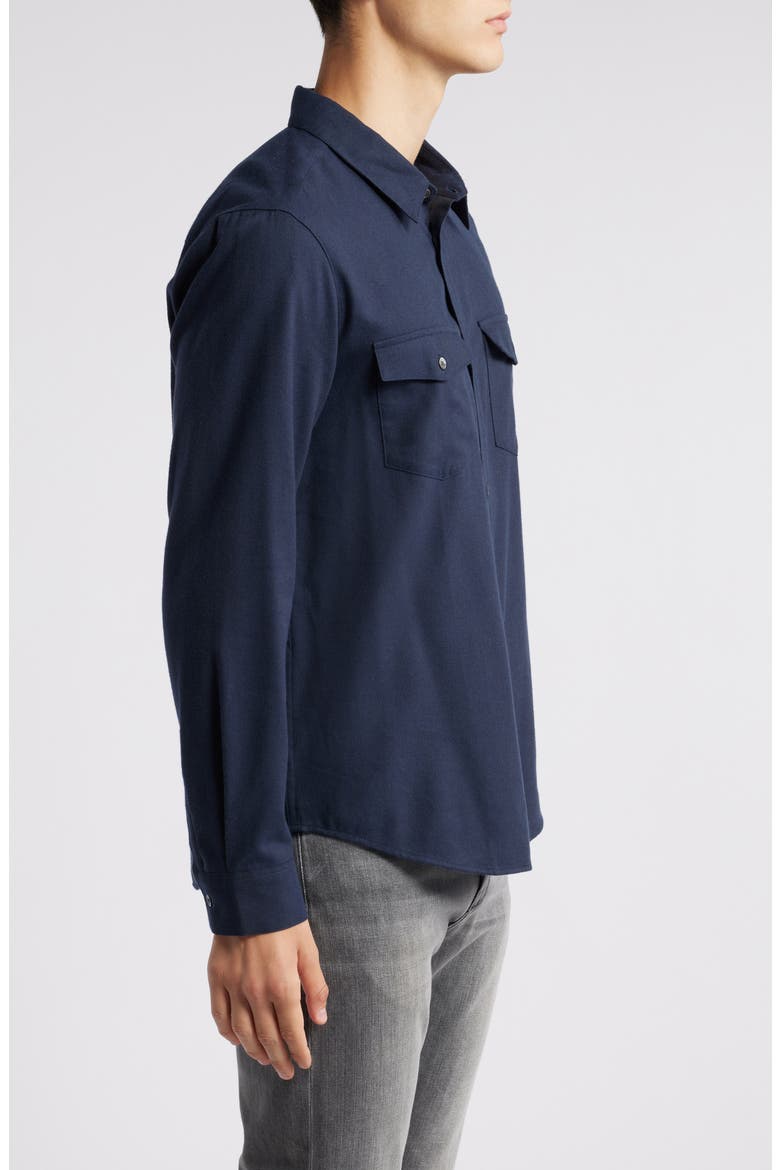 Cotton & Merino Wool Button-Up Shirt, Alternate, color, DARK NAVY