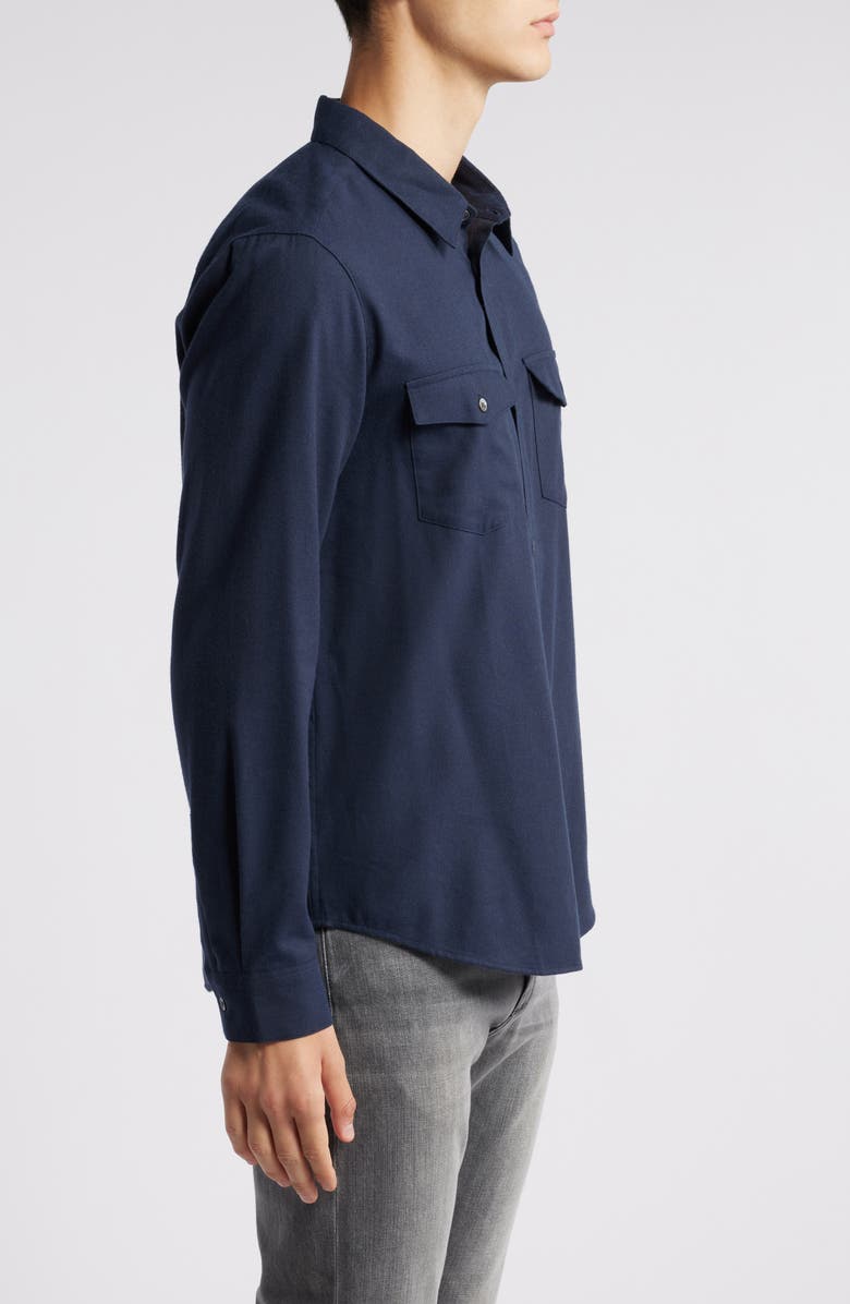 FRAME Cotton & Merino Wool Button-Up Shirt, Alternate, color, Dark Navy