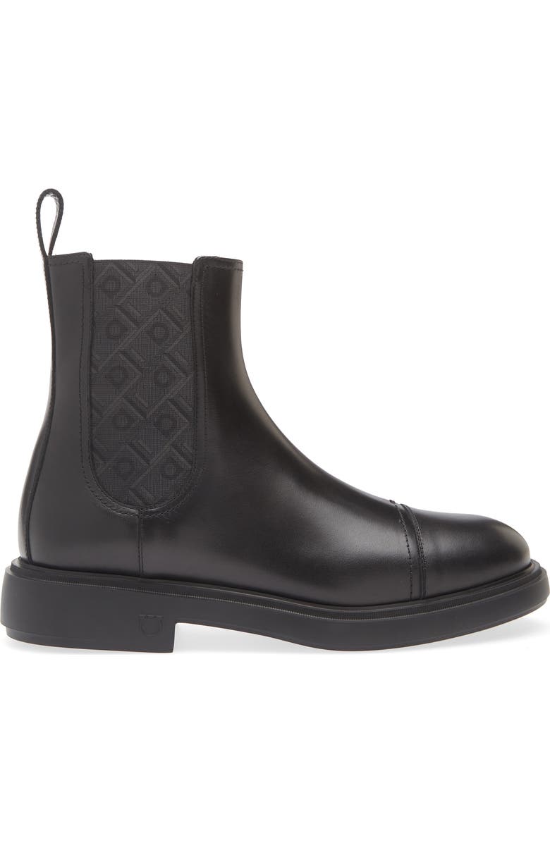 FERRAGAMO Beat Cap Toe Chelsea Boot, Alternate, color, Nero