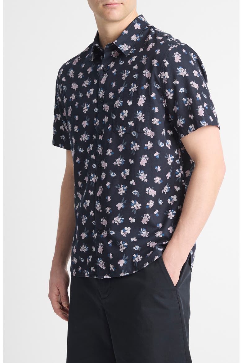 Mini Bouquet Floral Short Sleeve Button-Up Shirt, Alternate, color, COASTAL/SHADOW MAUVE