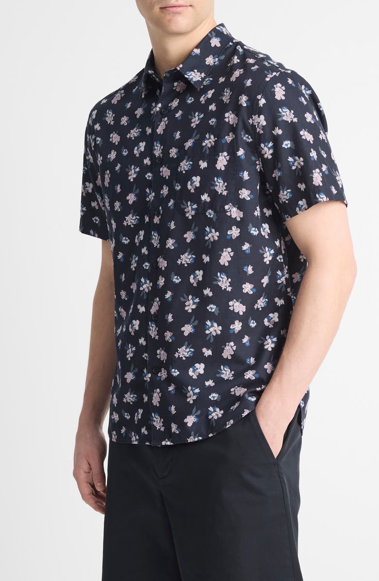 Vince Mini Bouquet Floral Short Sleeve Button-Up Shirt, Alternate, color,