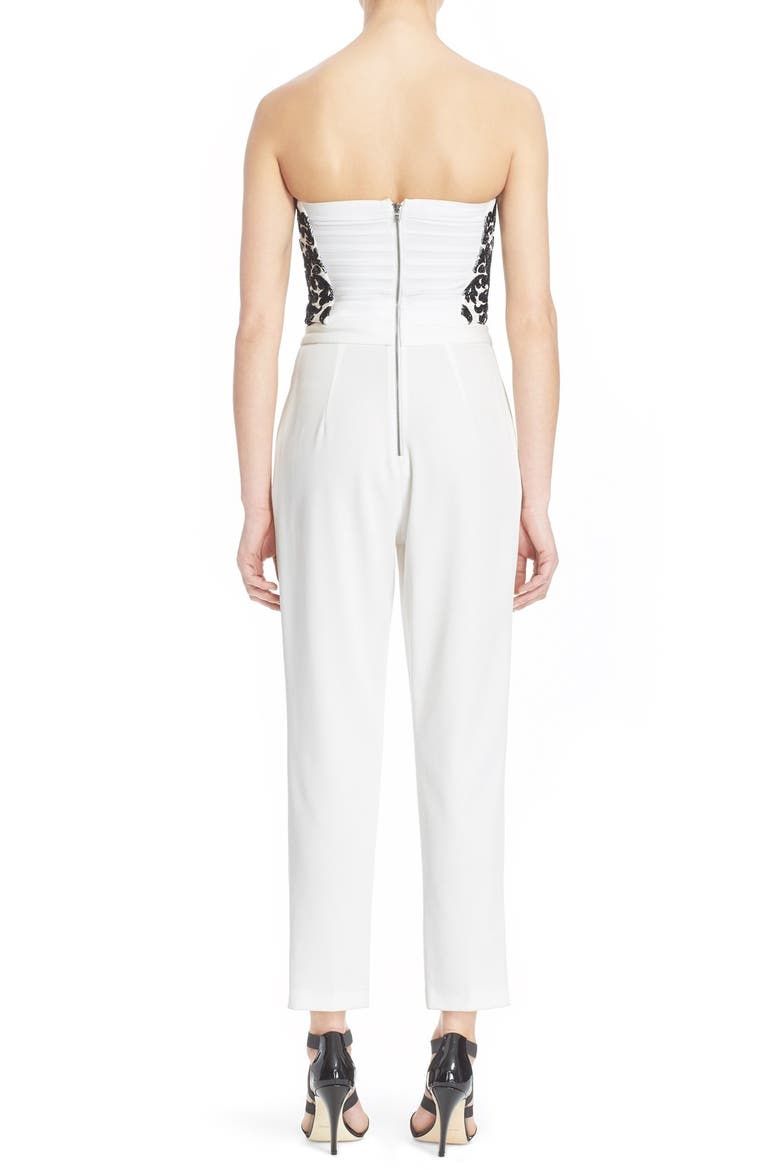 'Jeri' Beaded Jumpsuit, Alternate, color, OFF WHITE/ BLACK