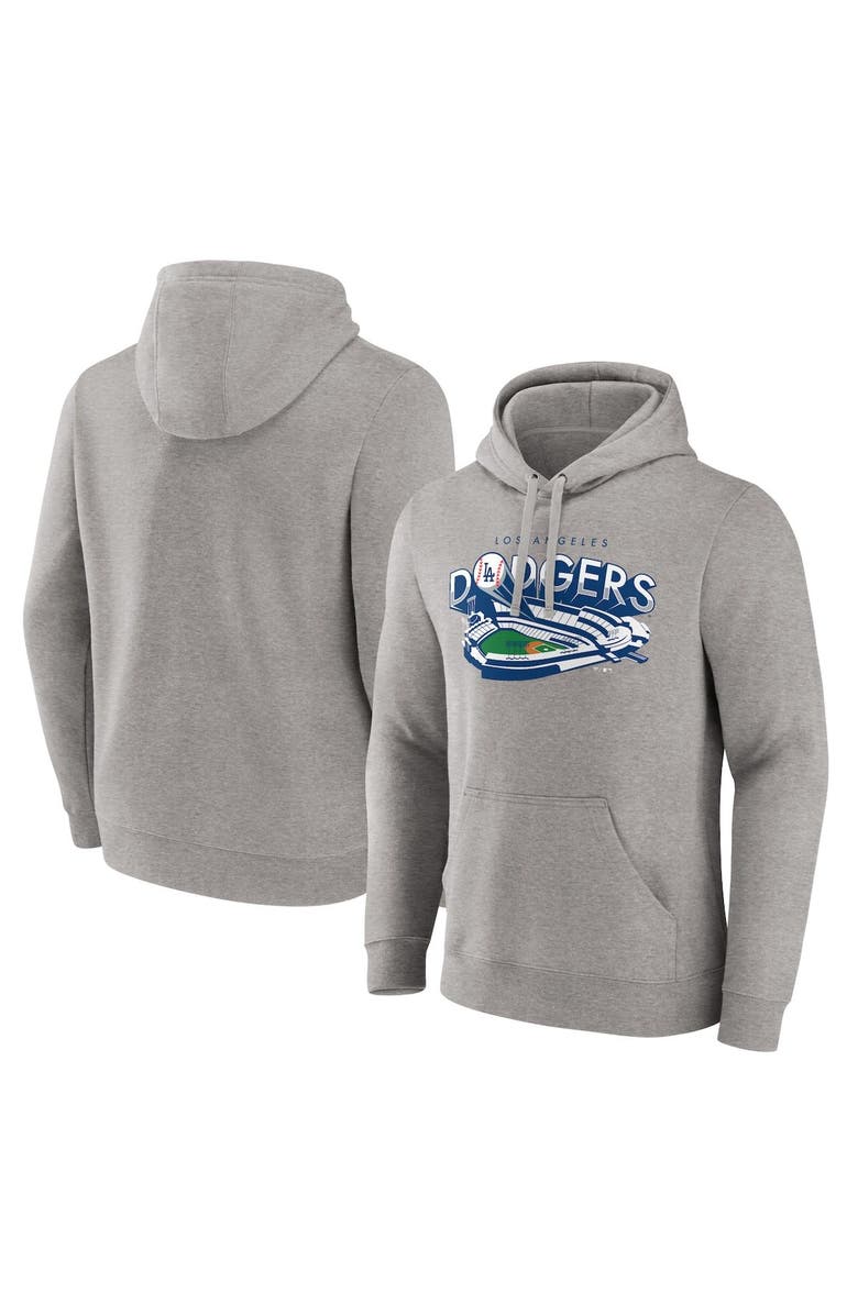 FANATICS Men's Fanatics Branded Gray Los Angeles Dodgers Hometown Collection Heater Fitted Pullover Hoodie, Main, color, 