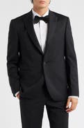 AllSaints Ryder Peak Lapel Black Stretch Wool Tuxedo Jacket