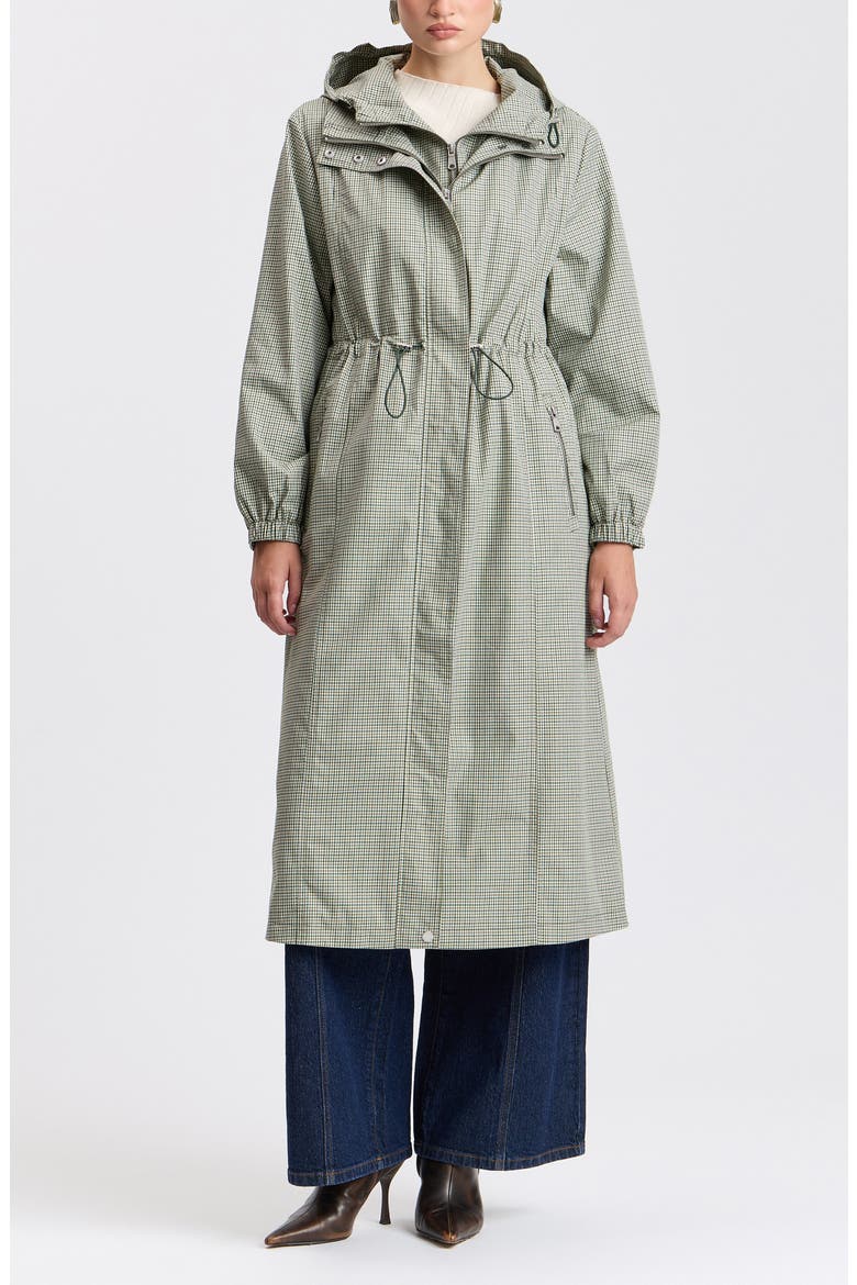 Water Resistant Drawstring Anorak, Alternate, color, OLIVE MINI CHECK