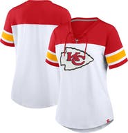 FANATICS Women's Fanatics White/Red Kansas City Chiefs Athena Lace-Up V-Neck T-Shirt