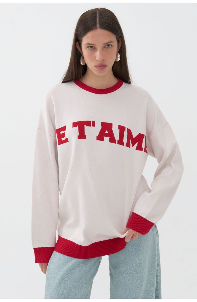 Nocturne Logo Printed Knit Sweater, Main, color, 