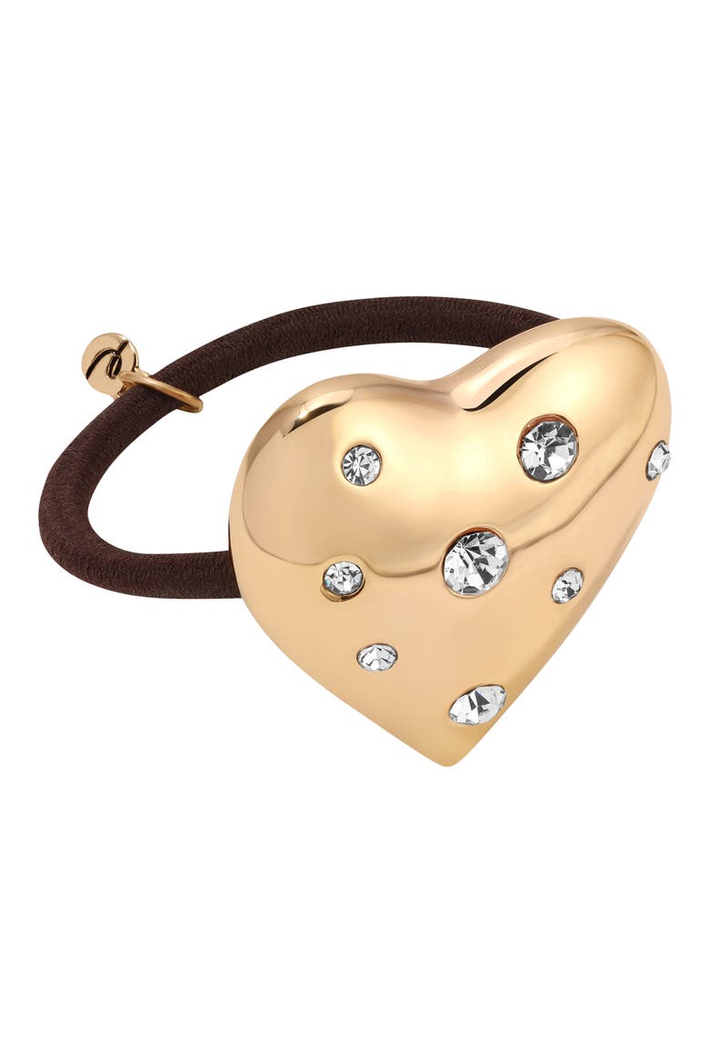 Love Embellished Heart Ponytail Holder, Main, color, GOLD