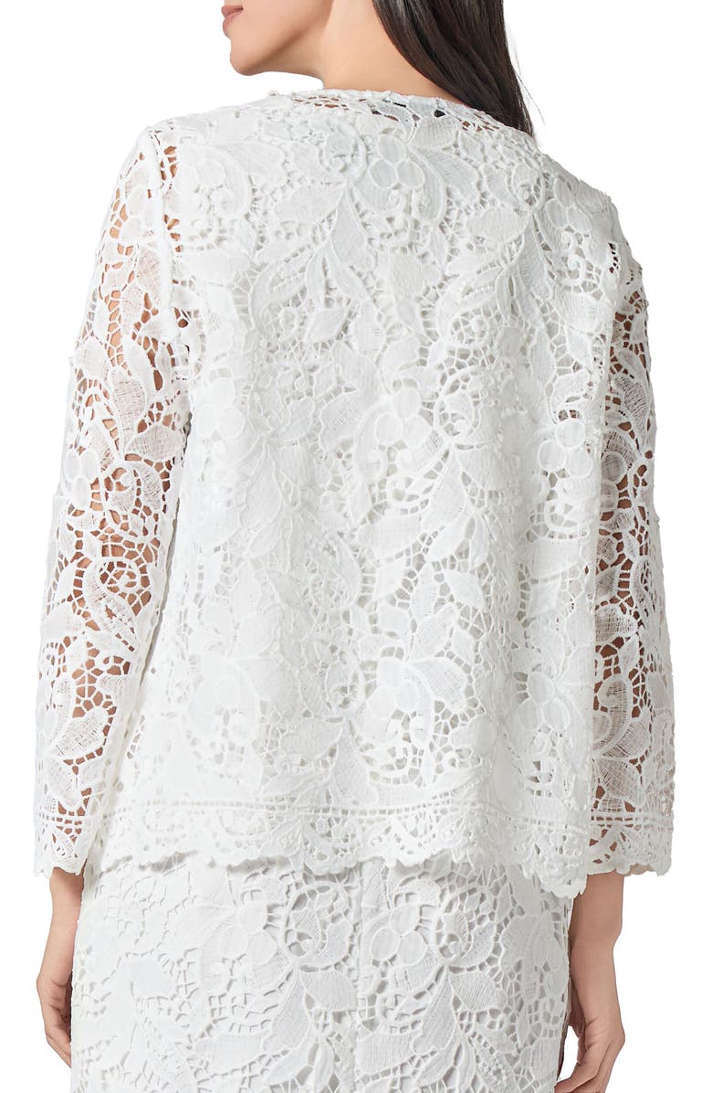 KASPER Lace Three Quarter Sleeve Knit Cardigan Sweater, Alternate, color, 