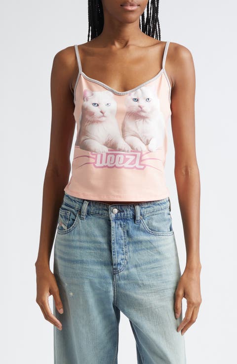 Cat Print Crop Camisole