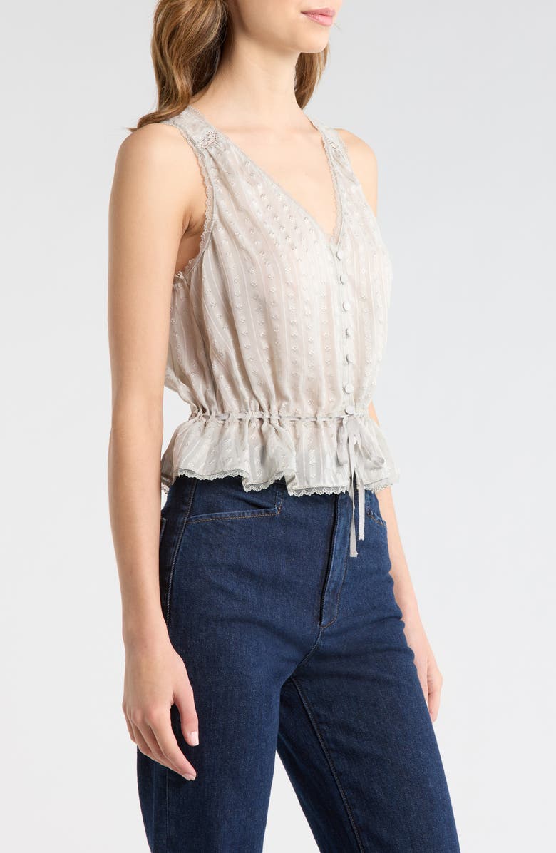 PAIGE Maiden Button-Up Silk Peplum Top, Alternate, color, Sea Mist