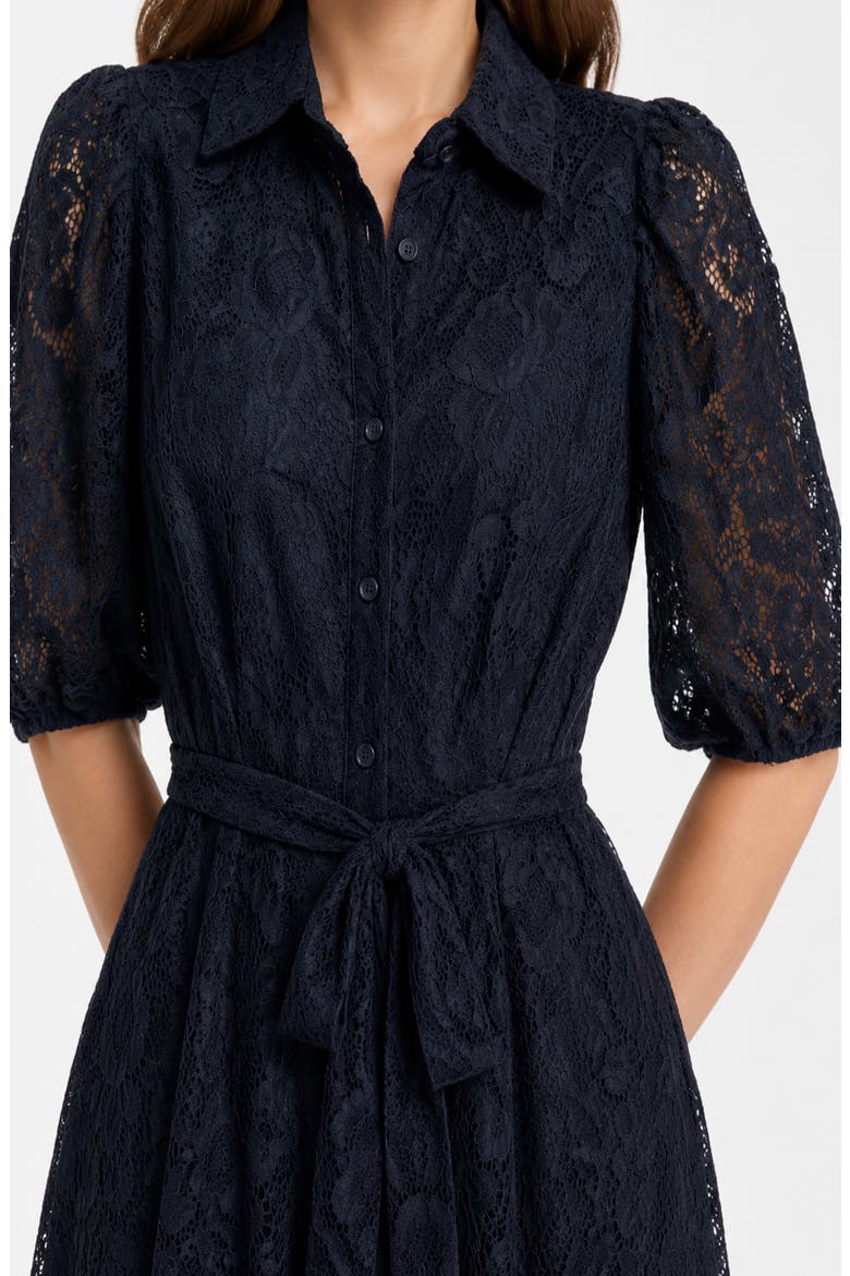 Stretch Lace Short Sleeve Shirtdress, Alternate, color, NANETTE NAVY