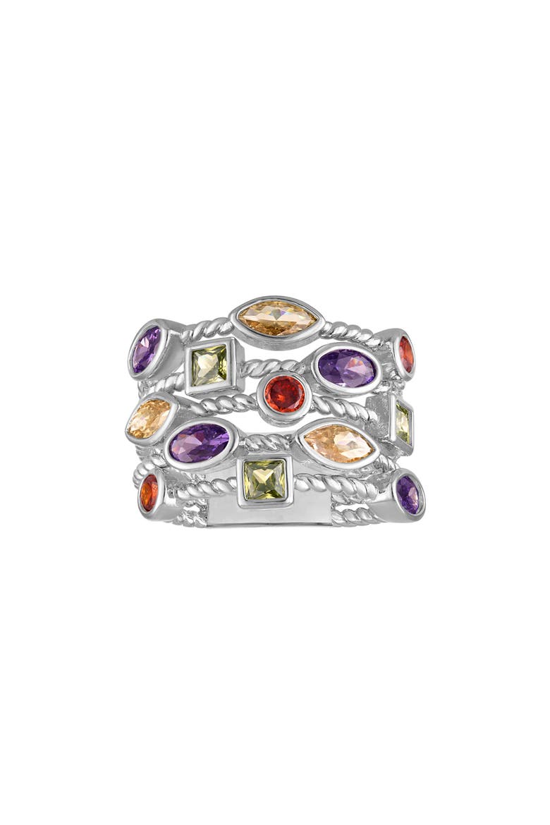 Multicolor Cubic Zirconia Cocktail Ring, Main, color, WHITE